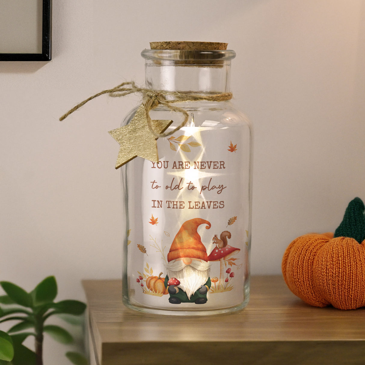 Personalised Autumn Gonk LED Light Up Jar - Shop At Gift Moments - 2
