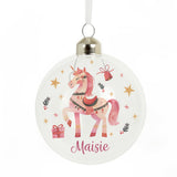 Personalised Unicorn Christmas Glass Bauble - Shop At Gift Moments - 4