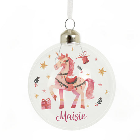 Personalised Unicorn Christmas Glass Bauble - Shop Christmas Baubles At Gift Moments - 4