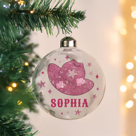 Personalised Cowgirl Hat Christmas Bauble - Shop Christmas Baubles At Gift Moments - 2