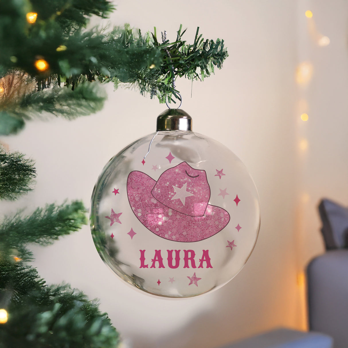 Personalised Cowgirl Hat Christmas Bauble - Shop Christmas Baubles At Gift Moments - 3