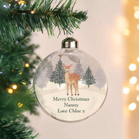 Personalised Christmas Deer Glass Bauble - Shop Christmas Baubles At Gift Moments - 2