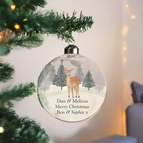 Personalised Christmas Deer Glass Bauble - Shop Christmas Baubles At Gift Moments - 3