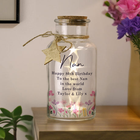 Personalised Floral LED Light Up Jar - Shop LED Lighting At Gift Moments - 1