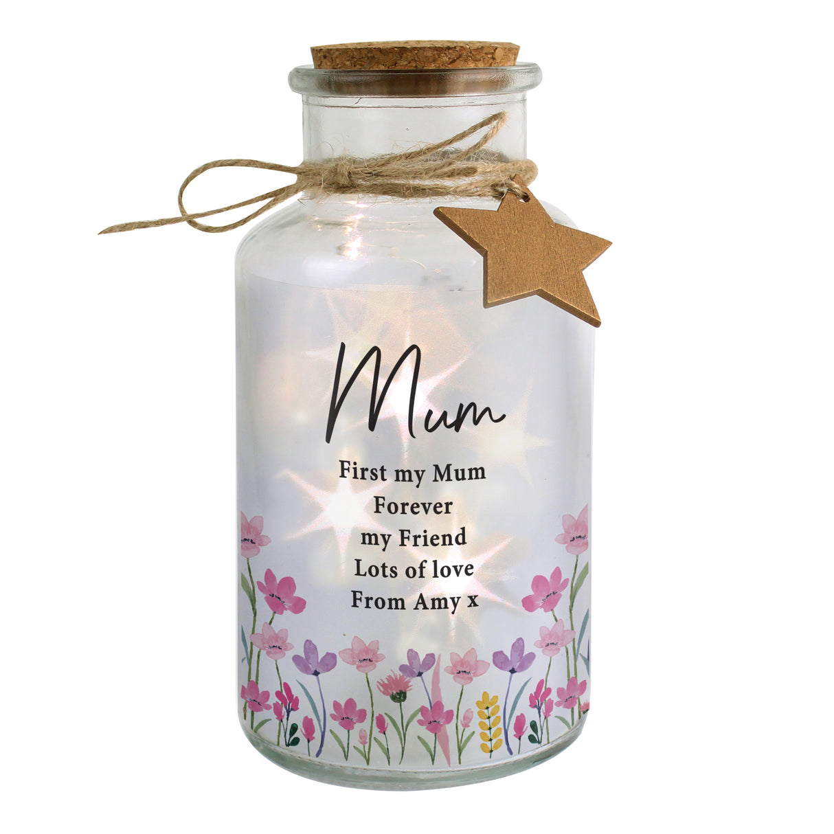 Personalised Floral LED Light Up Jar - Shop LED Lighting At Gift Moments - 5