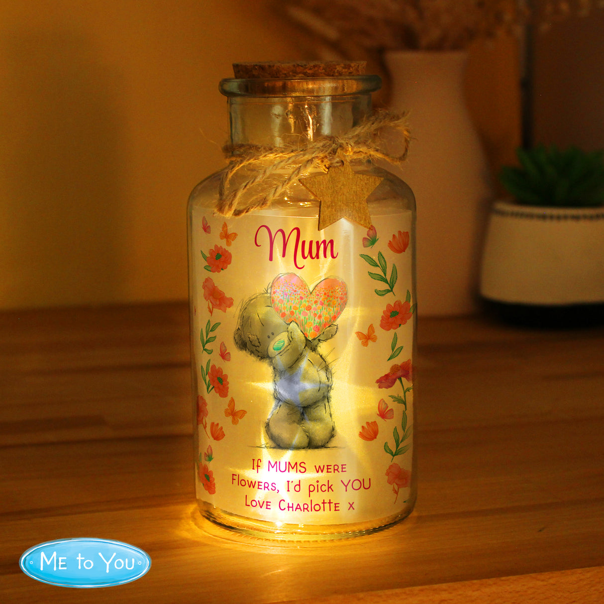 Personalised Me to You Flowery LED Light Up Jar - Shop LED Lighting At Gift Moments - 2