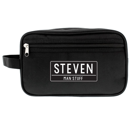 Personalised Free Text Black Toiletry Bag