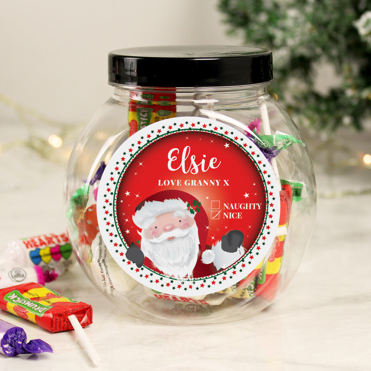 Personalised Santa Christmas Sweet Jar - Shop Sweets At Gift Moments - 1