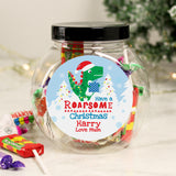 Personalised Dinosaur ’Have a Roarsome Christmas’ Sweet Jar - Shop Sweets At Gift Moments - 3