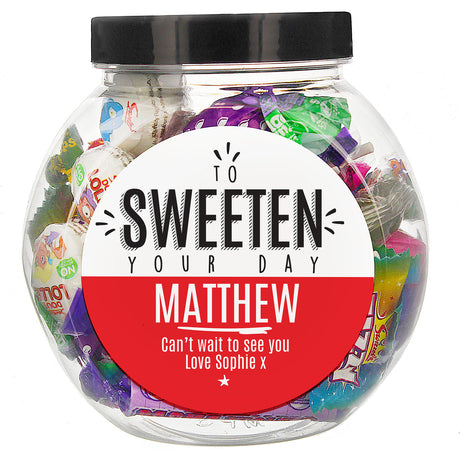 Personalised To Sweeten Your Day Sweet Jar - Shop Sweets At Gift Moments - 2
