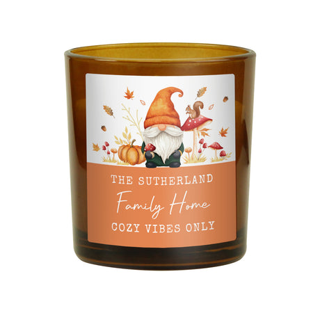 Personalised Autumn Gonk Amber Glass Candle - Shop At Gift Moments - 4