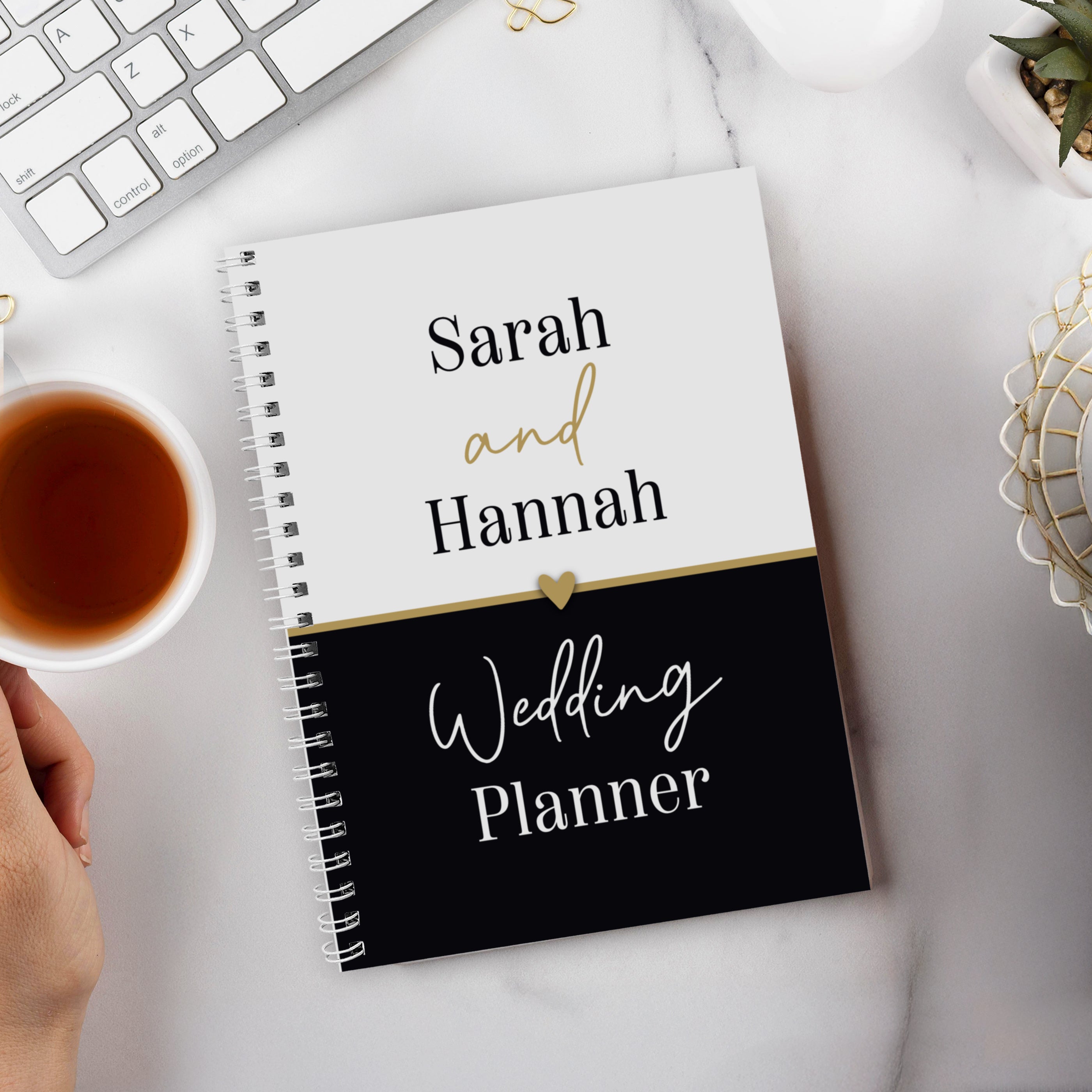 Personalised Black & Gold Inclusive A5 Wedding Planner - Shop Calendars & Planners At Gift Moments - 1