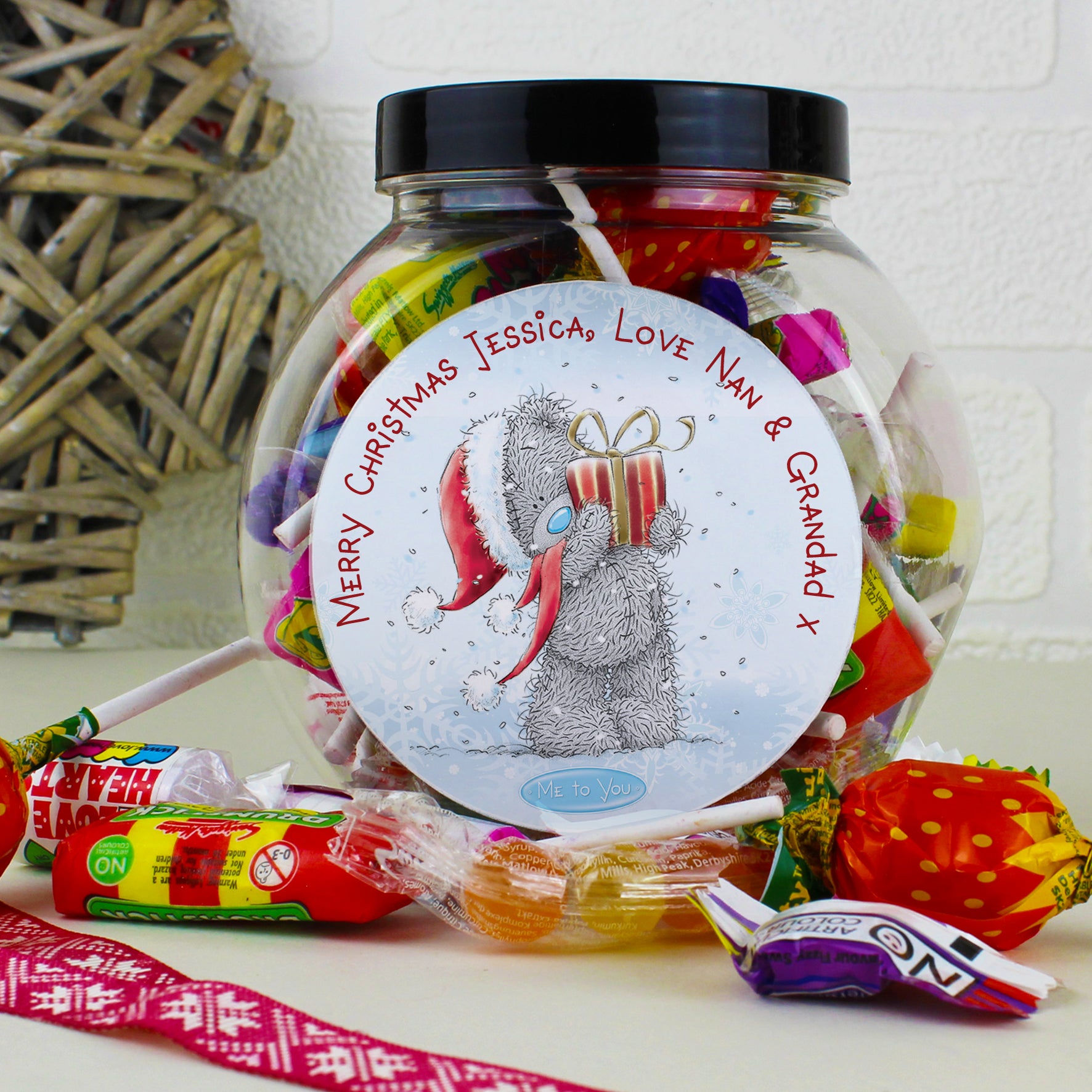 Personalised Me To You Christmas Sweet Jar - Shop Sweets At Gift Moments - 1