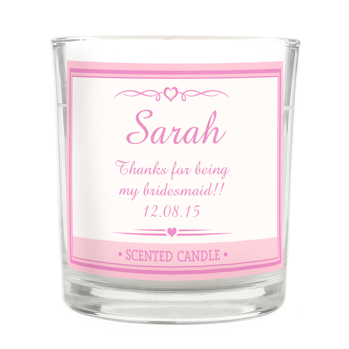 Personalised Pink Elegant Scented Jar Candle