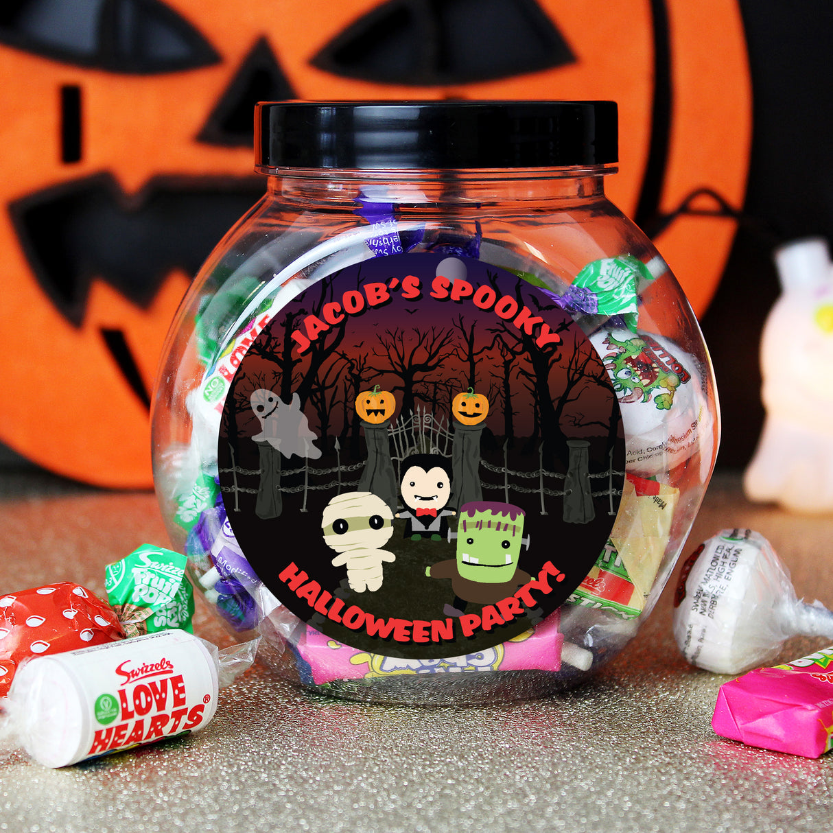 Personalised Halloween Characters Sweet Jar - Shop Sweets At Gift Moments - 1