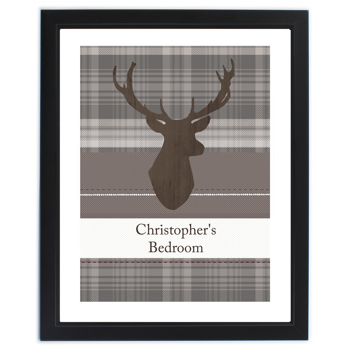 Personalised Highland Stag Black Framed Print