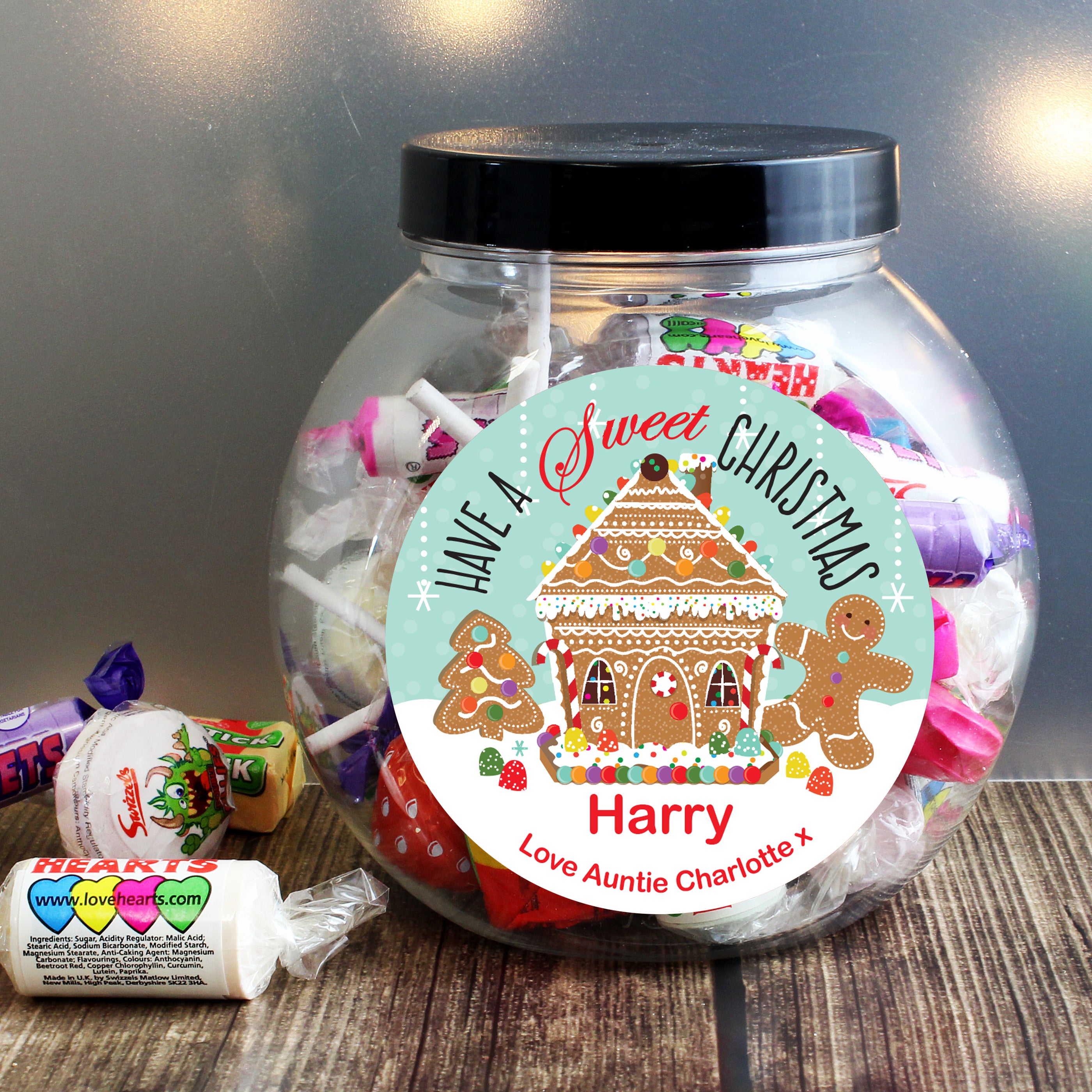 Personalised Gingerbread House Sweet Jar - Shop Sweets At Gift Moments - 1