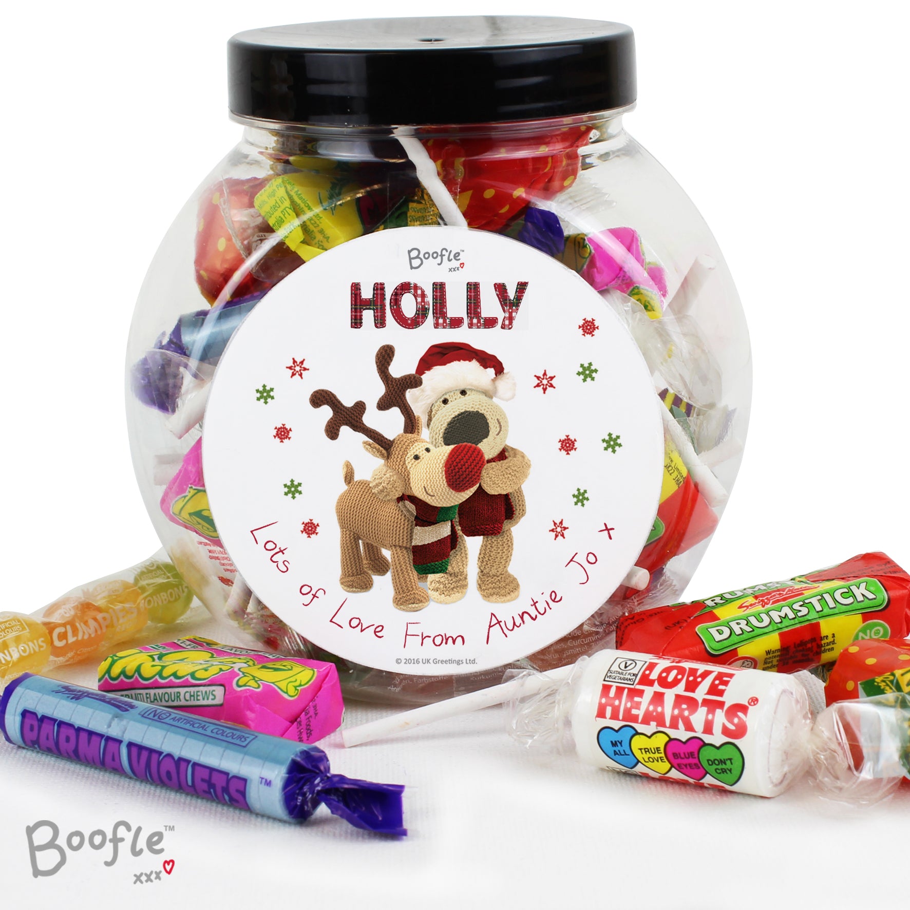 Personalised Boofle Christmas Reindeer Sweet Jar - Shop Sweets At Gift Moments - 2