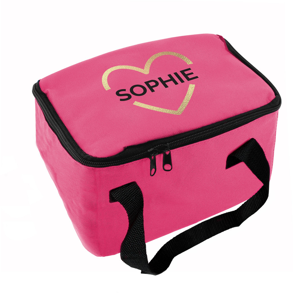 Personalised Gold Heart Pink Lunch Bag - Shop Lunch Boxes & Bags At Gift Moments - 4