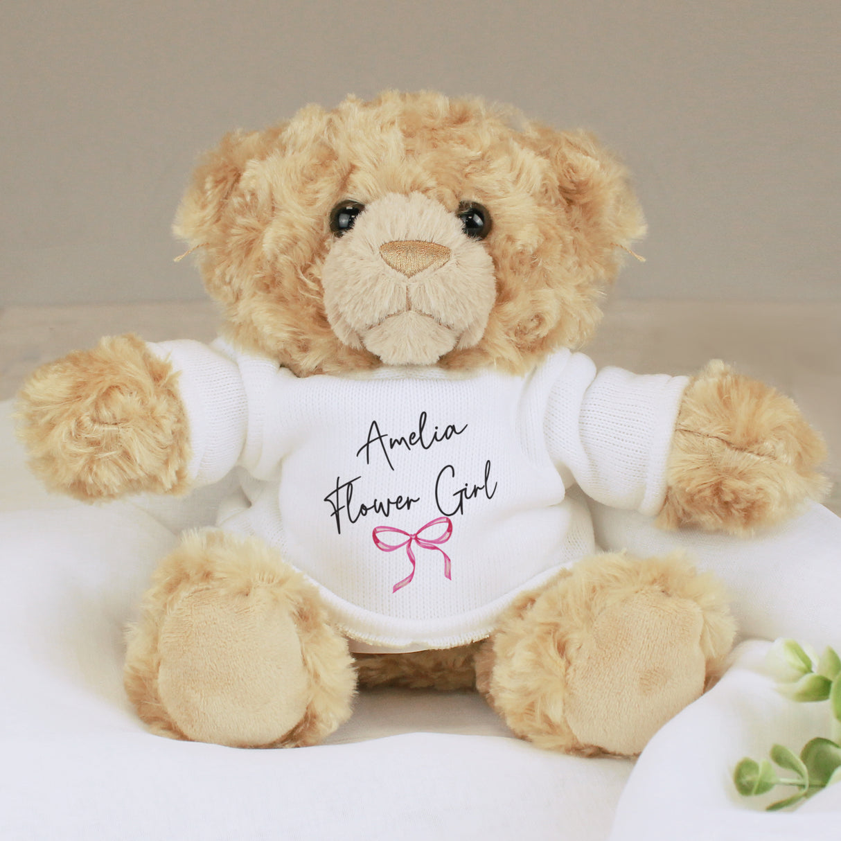 Personalised Bow Flower Girl Bear - Shop Teddy Bears & Soft Toys At Gift Moments - 1