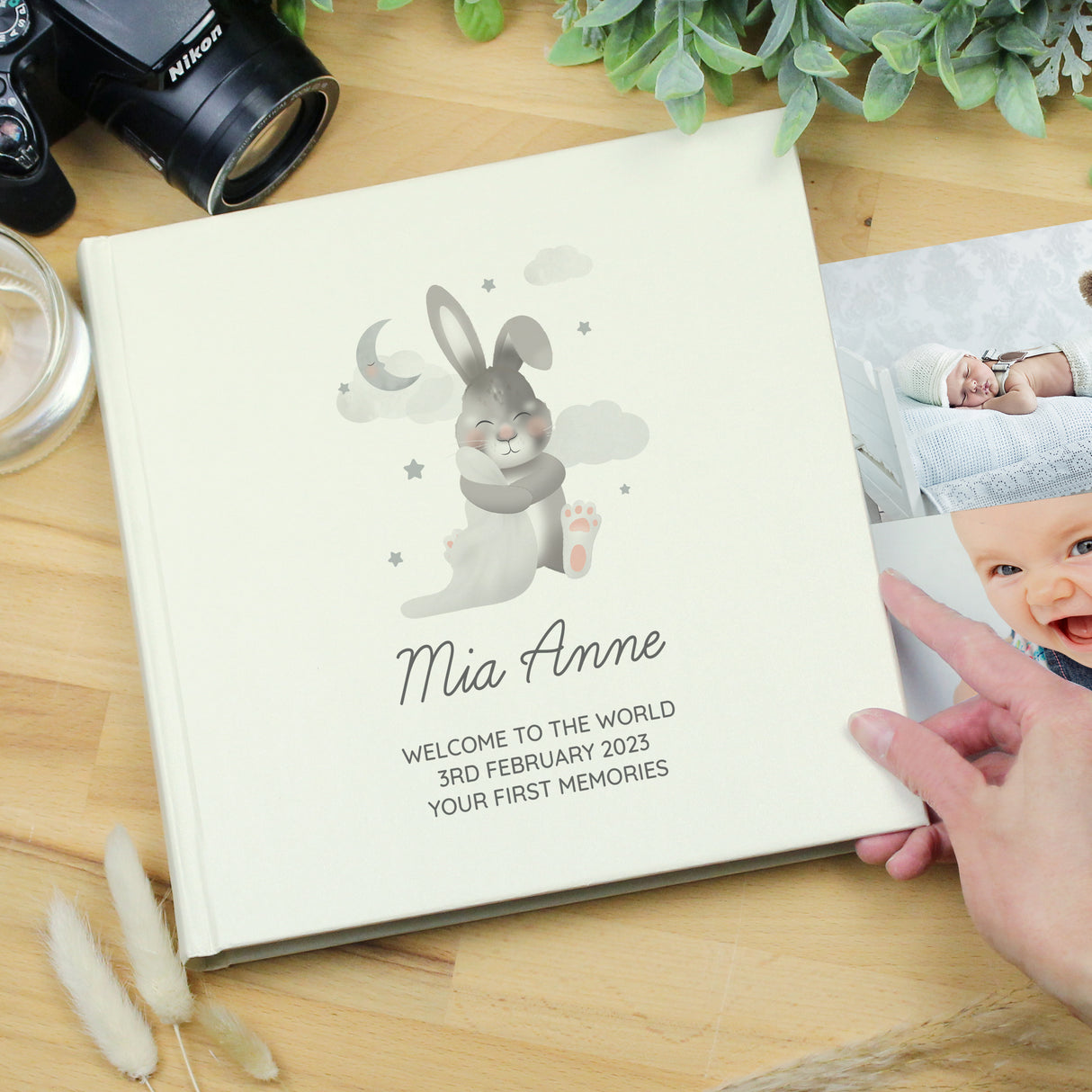 Personalised Baby Bunny Square Photo Album