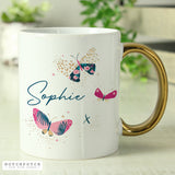 Personalised Hotchpotch Butterfly Gold Handle Mug