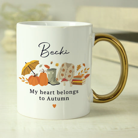Personalised Autumn Gold Handled Mug - Shop Mugs At Gift Moments - 3