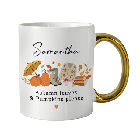 Personalised Autumn Gold Handled Mug - Shop Mugs At Gift Moments - 4
