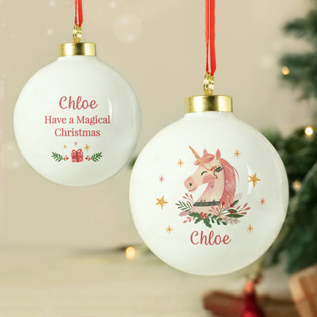 Personalised Unicorn Christmas Bauble - Shop Christmas Baubles At Gift Moments - 4