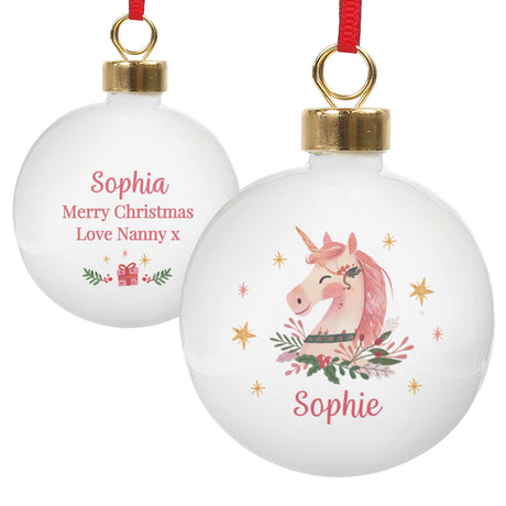 Personalised Unicorn Christmas Bauble - Shop Christmas Baubles At Gift Moments - 5