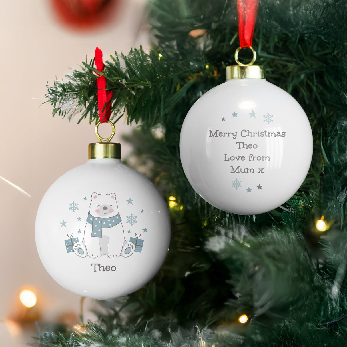 Personalised Polar Bear Christmas Bauble - Shop Christmas Baubles At Gift Moments - 1