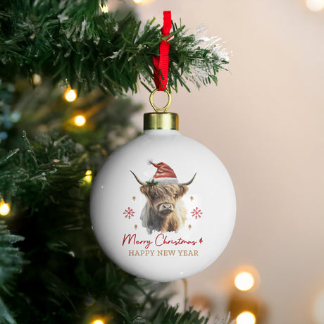 Personalised Highland Cow Christmas Bauble - Shop At Gift Moments - 1