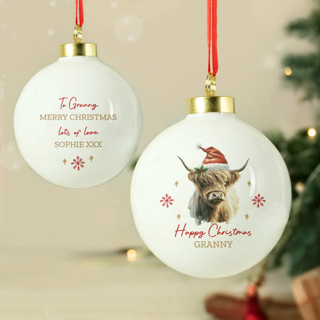 Personalised Highland Cow Christmas Bauble - Shop At Gift Moments - 4
