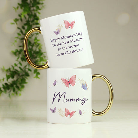 Personalised Butterfly Gold Handled Mug - Shop Mugs At Gift Moments - 1