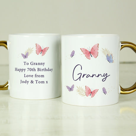 Personalised Butterfly Gold Handled Mug - Shop Mugs At Gift Moments - 2