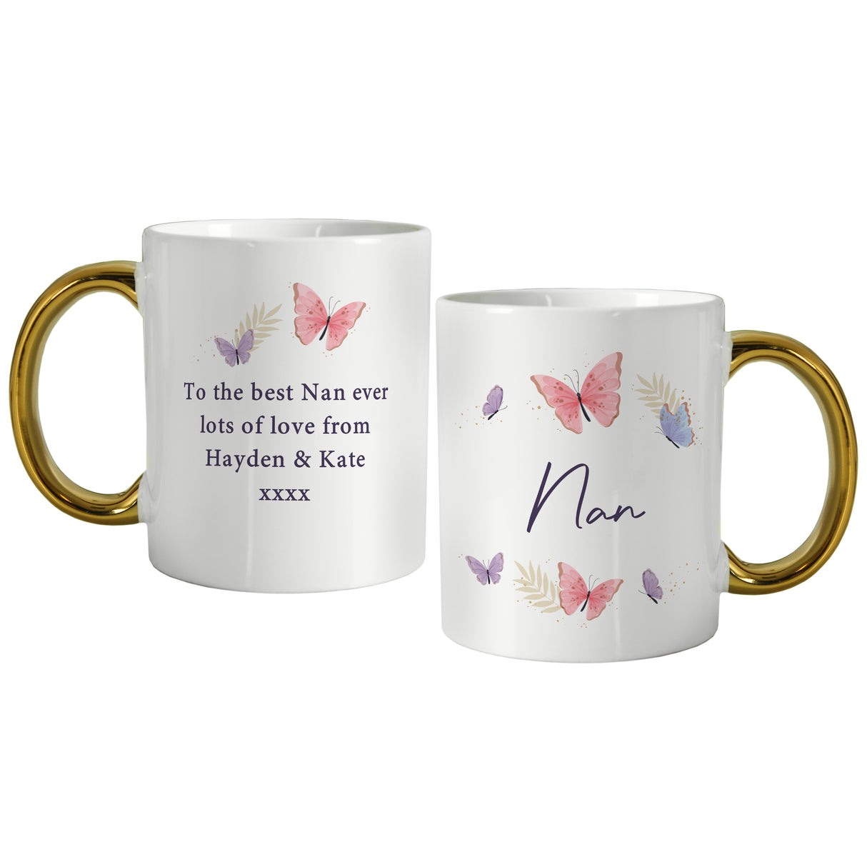 Personalised Butterfly Gold Handled Mug - Shop Mugs At Gift Moments - 4