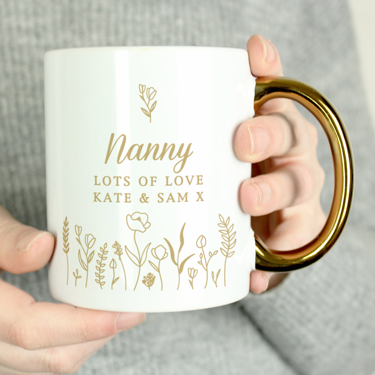 Personalised Floral Gold Handle Mug - Shop Mugs At Gift Moments - 2