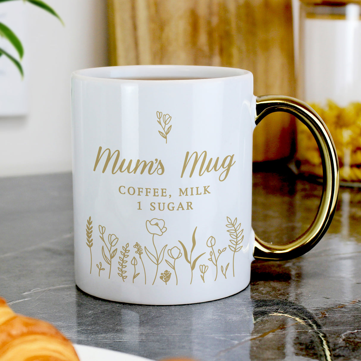 Personalised Floral Gold Handle Mug - Shop Mugs At Gift Moments - 3