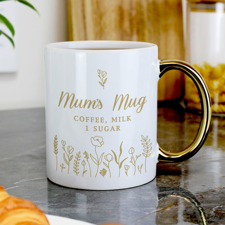 Personalised Floral Gold Handle Mug - Shop Mugs At Gift Moments - 3