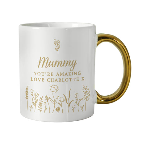 Personalised Floral Gold Handle Mug - Shop Mugs At Gift Moments - 4