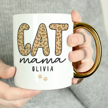 Personalised Cat Mama Gold Handle Mug - Shop Mugs At Gift Moments - 1