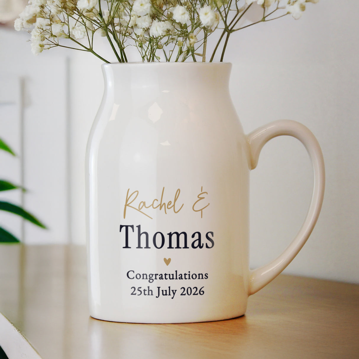 Personalised Black & Gold Free Text Jug Vase - Shop Vases At Gift Moments - 3