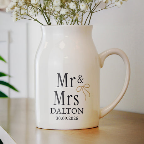 Personalised Black & Gold Couples Jug Vase - Shop Vases At Gift Moments - 1