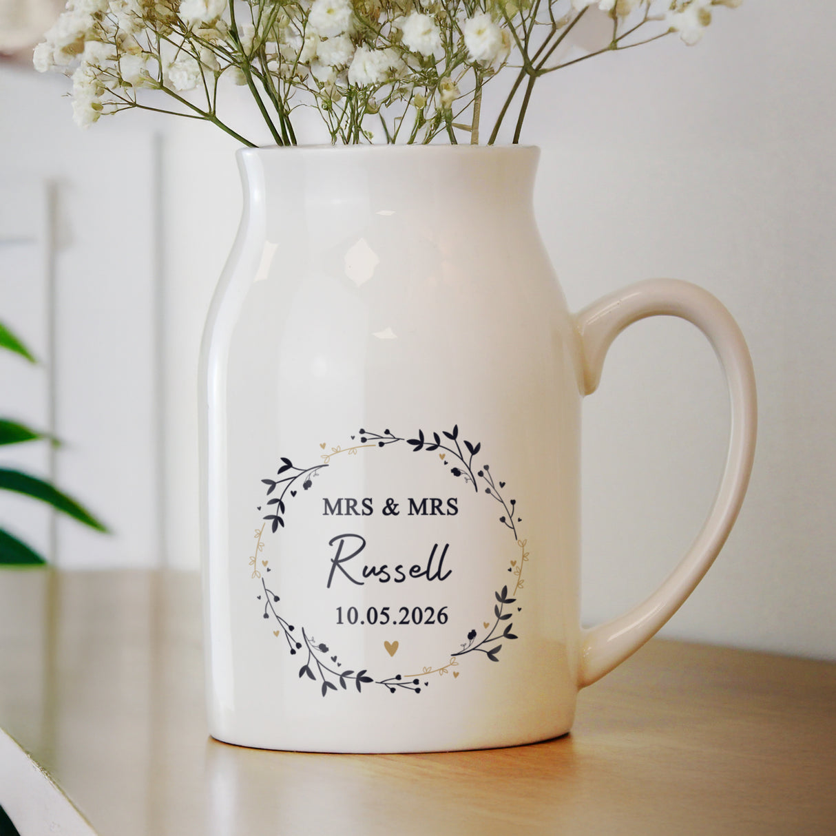 Personalised Black & Gold Wreath Jug Vase - Shop Vases At Gift Moments - 3