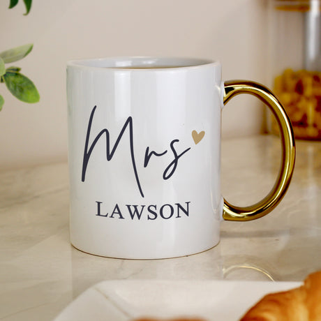 Personalised Mrs Gold Handle Mug - Shop Mugs At Gift Moments - 3