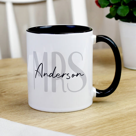 Personalised Mrs Black Handle Mug - Shop Mugs At Gift Moments - 1