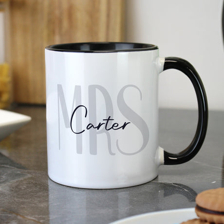 Personalised Mrs Black Handle Mug - Shop Mugs At Gift Moments - 3