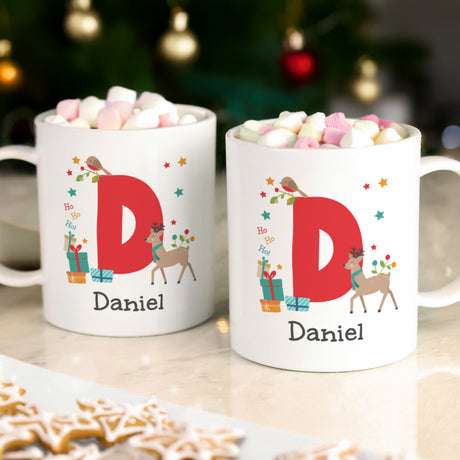 Personalised Initial Reindeer Christmas Plastic Mug - Shop At Gift Moments - 3