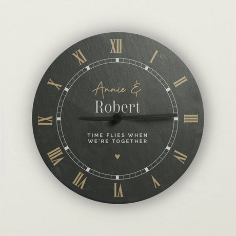 Personalised Black & Gold Slate Clock - Shop Clocks At Gift Moments - 2