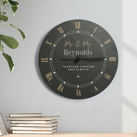 Personalised Black & Gold Slate Clock - Shop Clocks At Gift Moments - 3